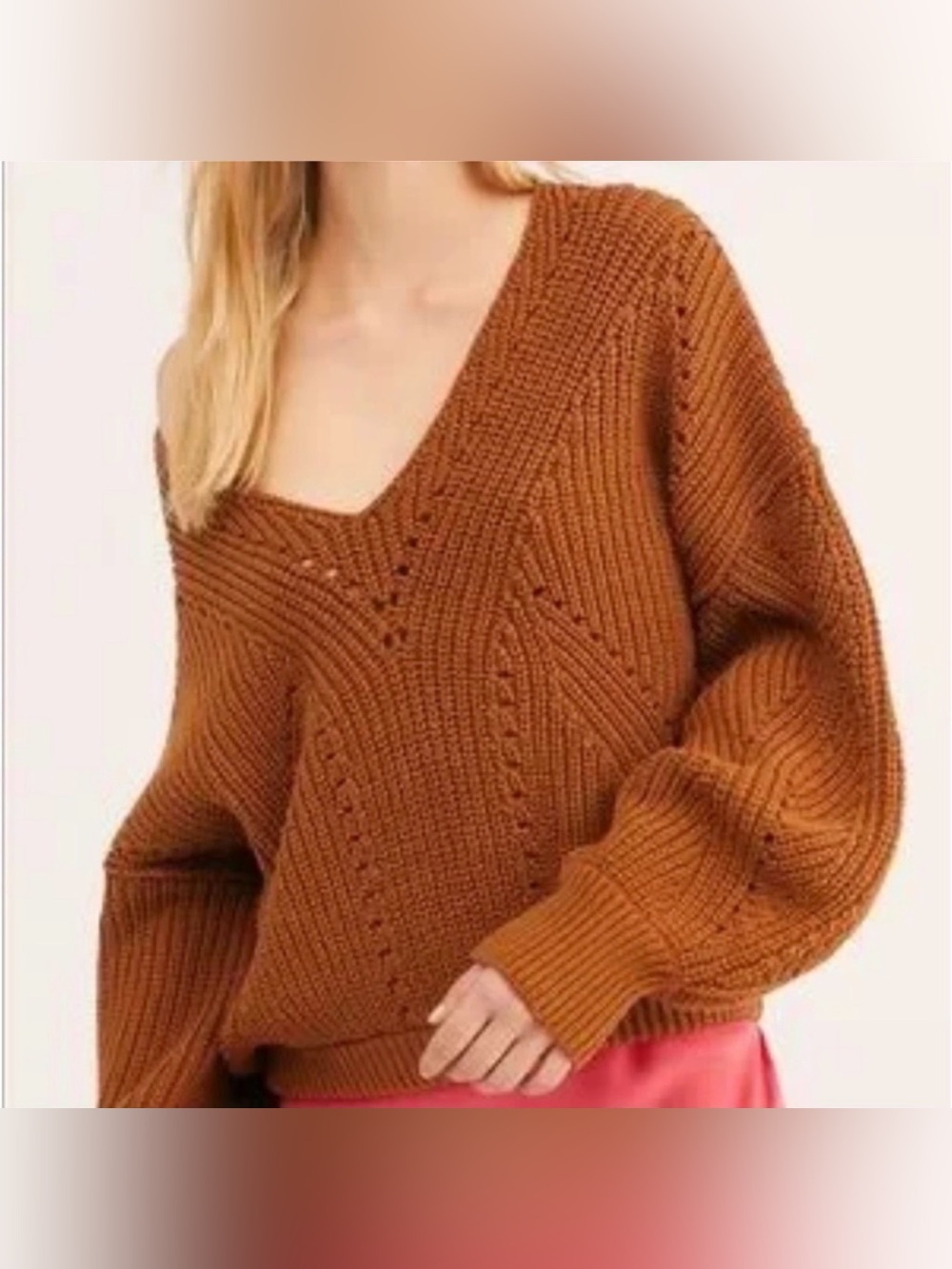 FREE PEOPLE All Day Long V neck sweater Medium